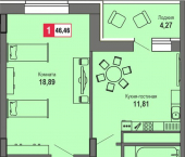 1-комн, 46 кв м, этаж 15/22 Оснабрюкская улица, 22 к1