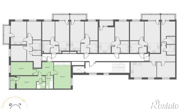 2-комн квартира в новом доме Тверь, микрорайон Соминка