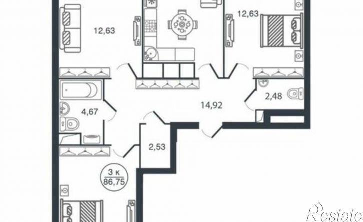 3-комн квартира Тверь, улица Левитана, 72Б